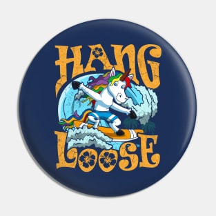 Surfing Hang Loose Unicorn Surfer Surf Pin