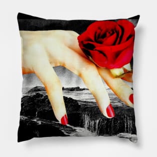 Gothic Rose Red Decor Retro Romance Witch Waterfall Pillow