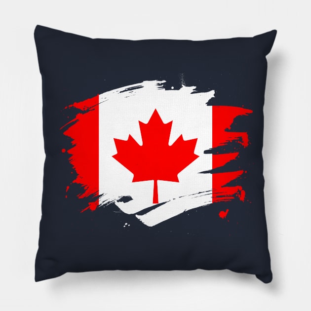 Canada Paint Splatter Flag - Canadian Pride Design Pillow by Family Heritage Gifts