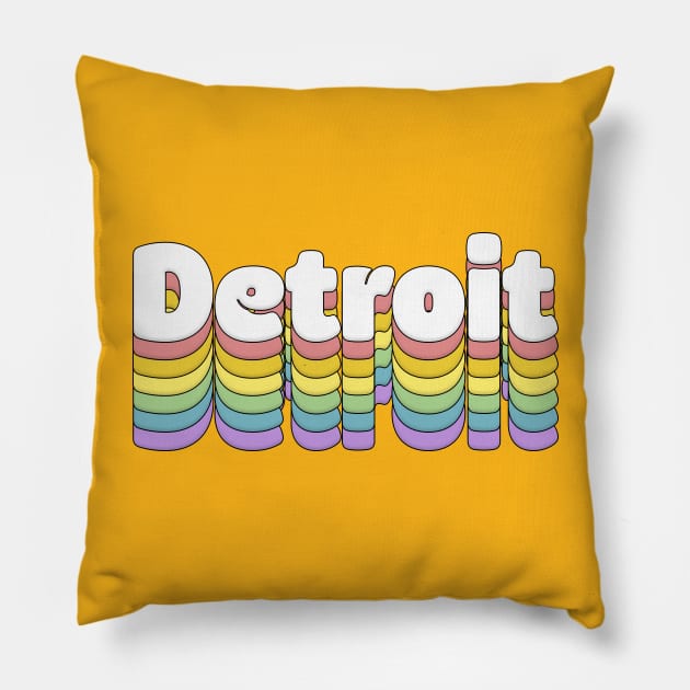 Detroit, Michigan // Retro Typography Design Pillow by DankFutura