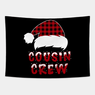 Cousin Crew Red Plaid Santa Hat Family Matching Christmas Pajama Tapestry