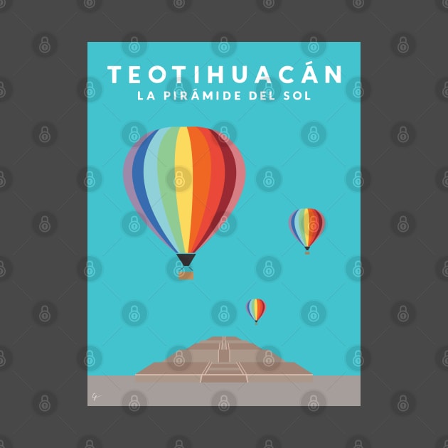 Teotihuacan, La Piramide del Sol, Mexico Travel Poster by lymancreativeco