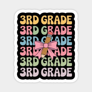 Third 3rd Grade Teacher Coquette Pencil Bow Back To School Magnet