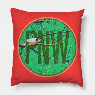 Green PNW: Bird on Branches Pillow