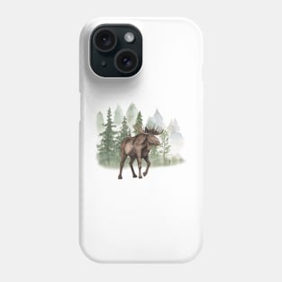 Watercolor Moose walking Phone Case