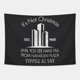 It's not Christmas until you see Hans fall from Nakatomi Plaza Tapestry