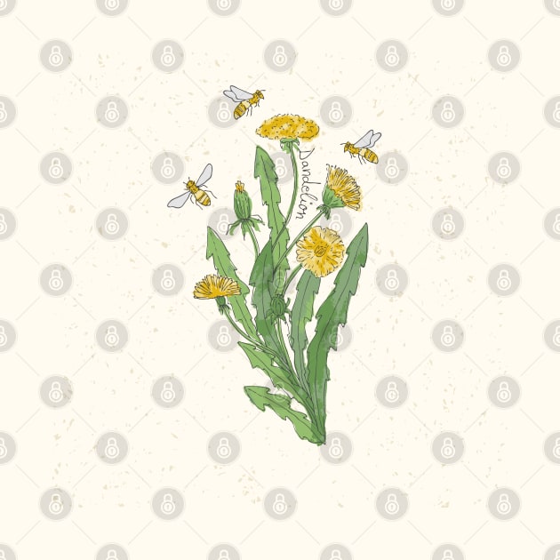 Wildflower Dandelion honey bee by DenesAnnaDesign
