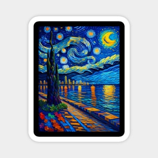 Miami beach at starry night Magnet