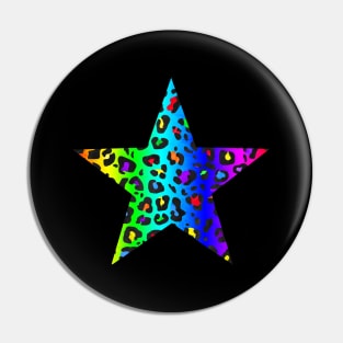 Dark Rainbow Leopard Print Star Pin