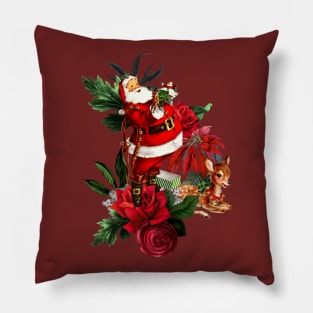 Funny Santa Claus with cute fawn Pillow