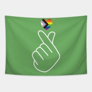 Progress Pride Flag Korean Love Sign Tapestry