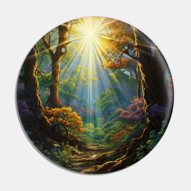 Radiant Forest Pathway Pin by vk09design