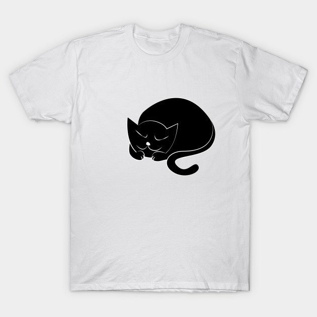 Sleeping Black Cat Sleeping Cat T Shirt Teepublic Uk