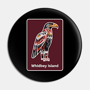 Whidbey Island Native American Indian American Red Background Eagle Hawk Haida Pin