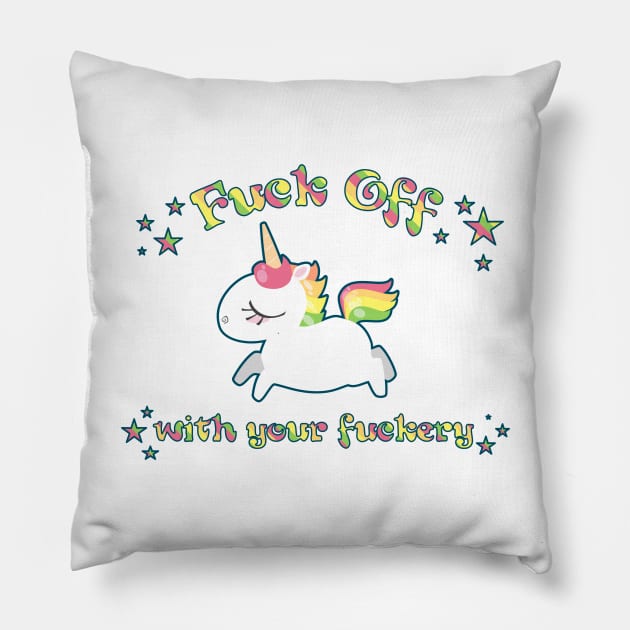 Snarkles the Unicorn: "Fuckery" Pillow by LyddieDoodles