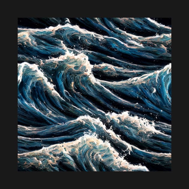 Waves in digital oil paiting by SusanaDesigns