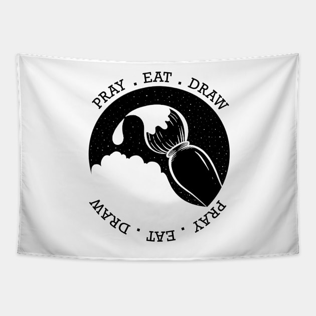 Pray eat draw Tapestry by hdesign66