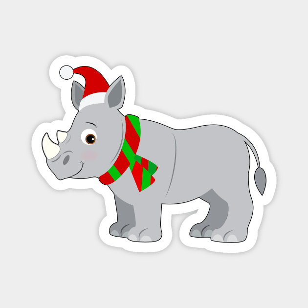 Cute Rhino Dressed for the Holidays Magnet by PenguinCornerStore