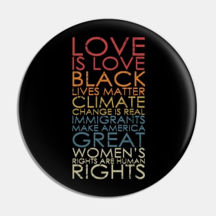 All Rights Statement Love, Black, Climate, & Feminist Retro Pin