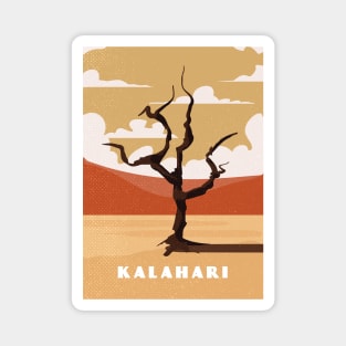 Kalahari desert. Botswana, Namibia.. Retro travel poster Magnet