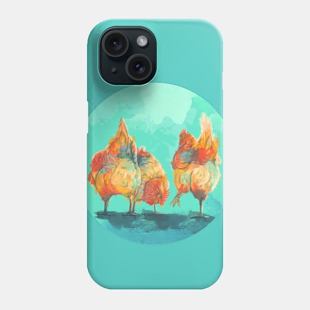 The Three Hens, Chicken Illustration Phone Case by Flo Art Studio