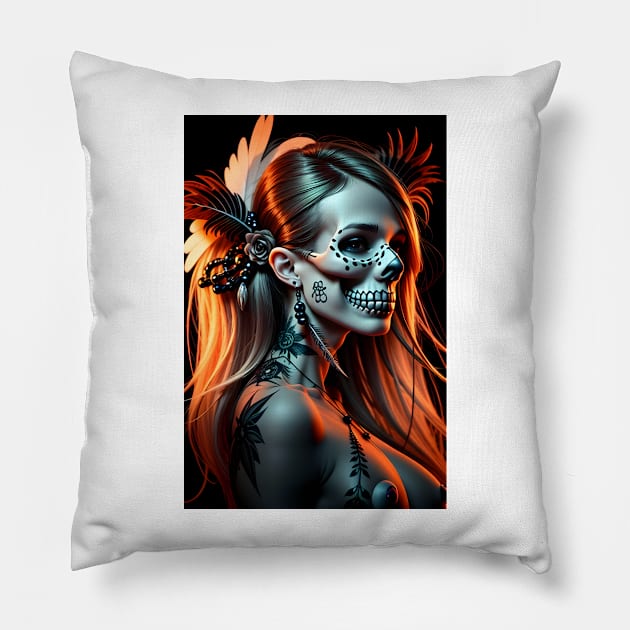 red Indians cute girl Pillow by BeeFlash