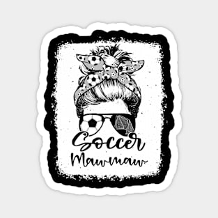 Soccer Mawmaw Vintage Leopard Messy Bun Bleached Magnet