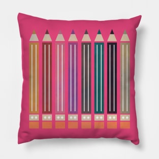 Row Of Colourful Pencils Pillow