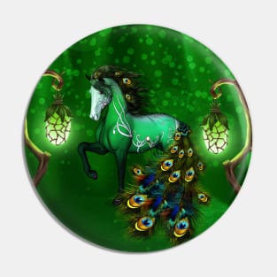 Wonderful fantasy horse with peacock feathers Pin