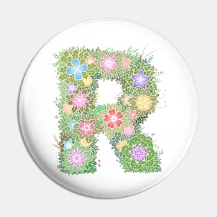 "R" Floral Letter Monogram Pin