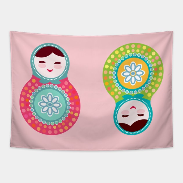 Russian dolls matryoshka Tapestry by EkaterinaP