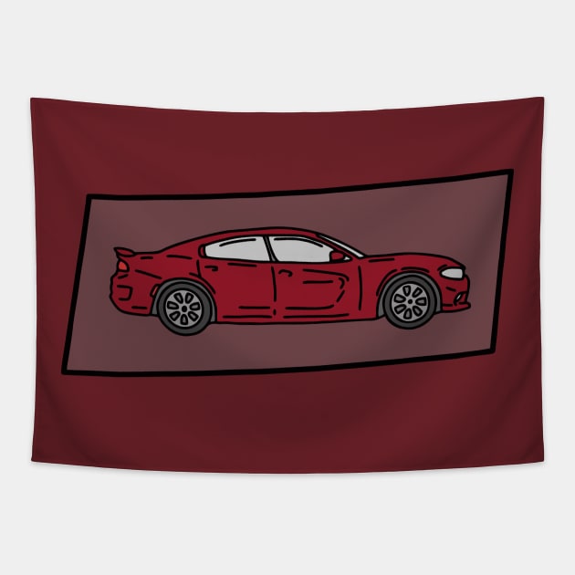 red muscle car Tapestry by fokaction