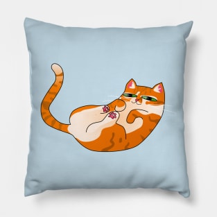 Playful Orange Tabby Cat Pillow