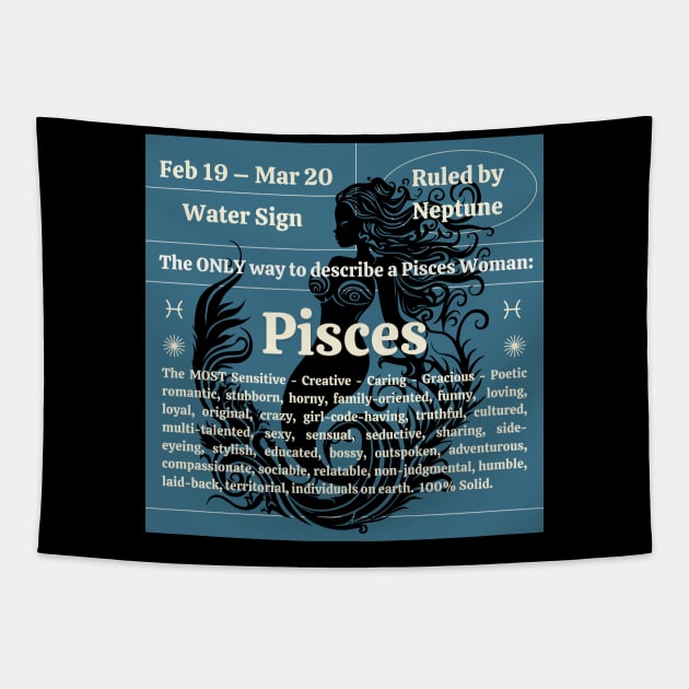 Pisces Women Personality - Big Pisces Energy Tapestry by Veritè Kulture Vulture T-Shirts & Apparel