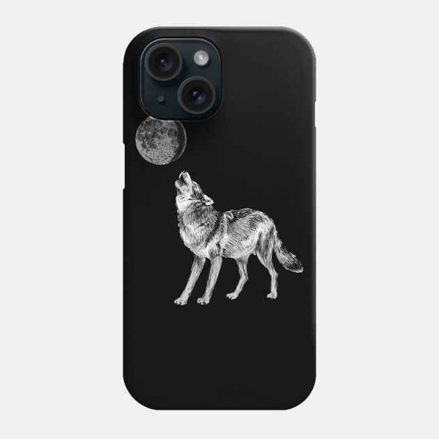 Wolf Howling Phone Case by rachelsfinelines