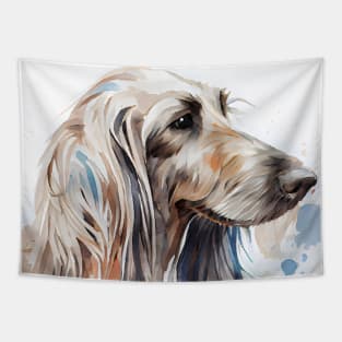 Watercolor Brown Afghan Hound  with Blue Accents Tapestry