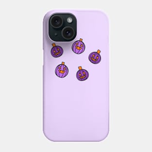 Purple Cartoon Jack o Lantern Pumpkins, made by EndlessEmporium Phone Case