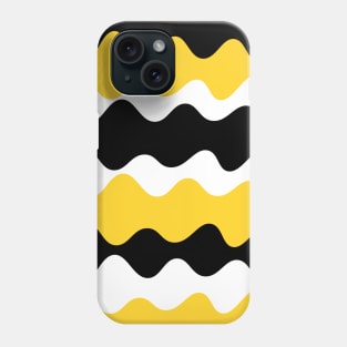 Yellow, black and white horizontal waves pattern Phone Case