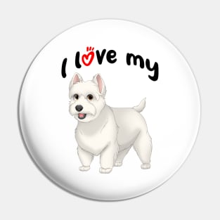 I Love My West Highland White Terrier Dog Pin