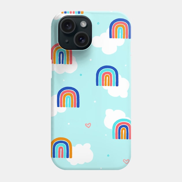 Colorful Rainbows and Clouds Phone Case by By Erika with a K