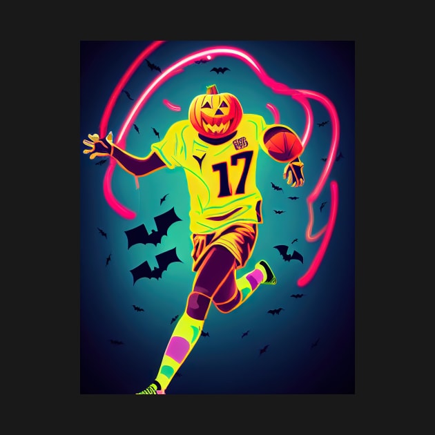 Fun pumpkin playing basketball with bats by ComicsFactory