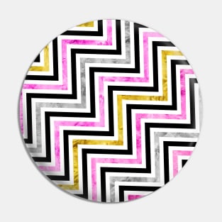 Abstract Chevron Pattern Pink Silver Gold Black Pin