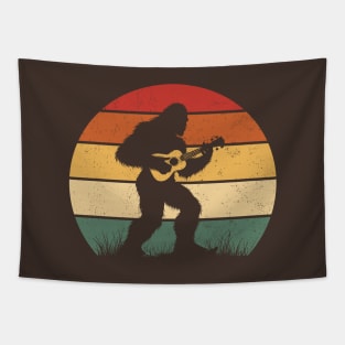 Bigfoot Sasquatch Playing Ukulele Vintage Music Lover Tapestry