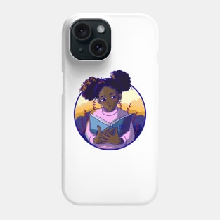 Cute black girl reading Phone Case