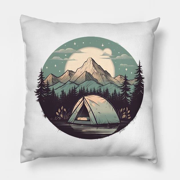 Moon Camping Lover Pillow by PixelArt