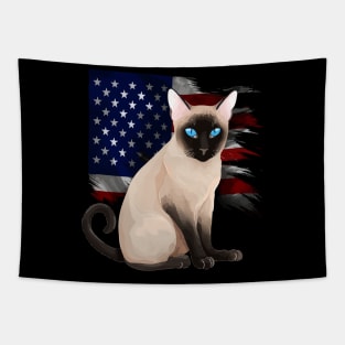 Patriotic Tonkinese Cat Tapestry