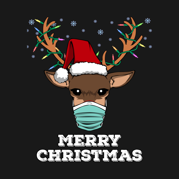 Merry Christmas 2020 Reindeer Face Mask Quarantine by MGO Design