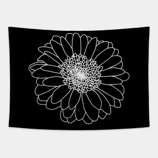 Minimal White Line Gerbera Tapestry