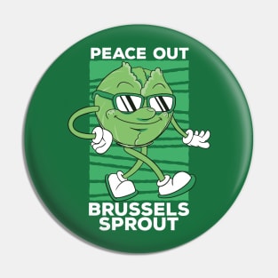 Peace Out Brussels Sprout // Cute Veggie Cartoon Pin