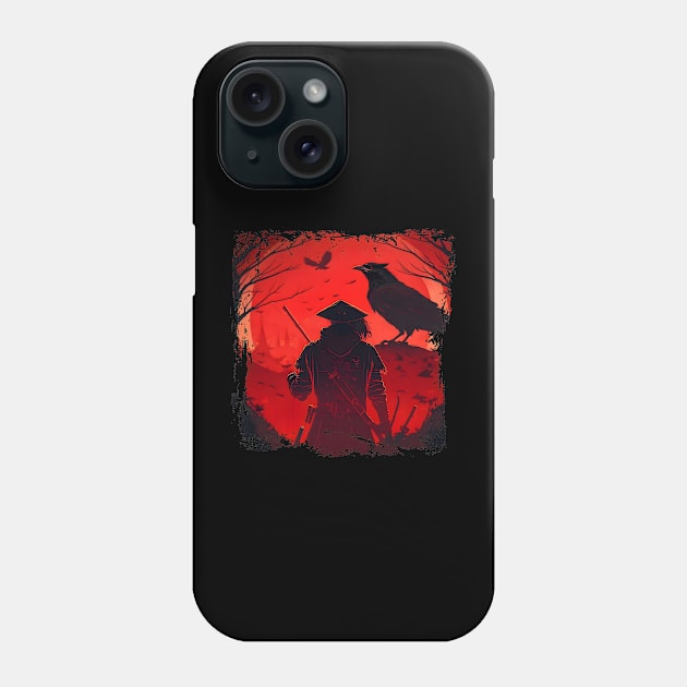 Raven Man Diablo BRZRKR a Witcher on Red Moon Phone Case by MLArtifex